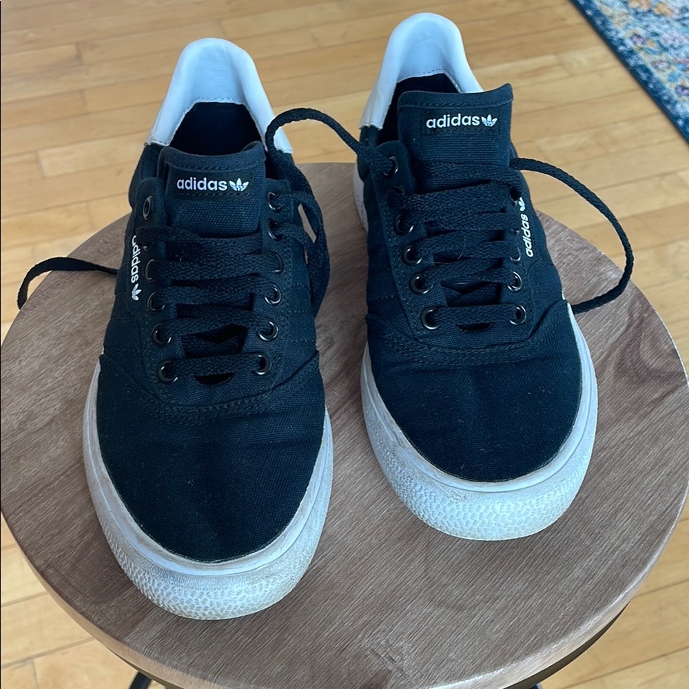 Adidas Black and White Sneakers with Breathable Knit Upper